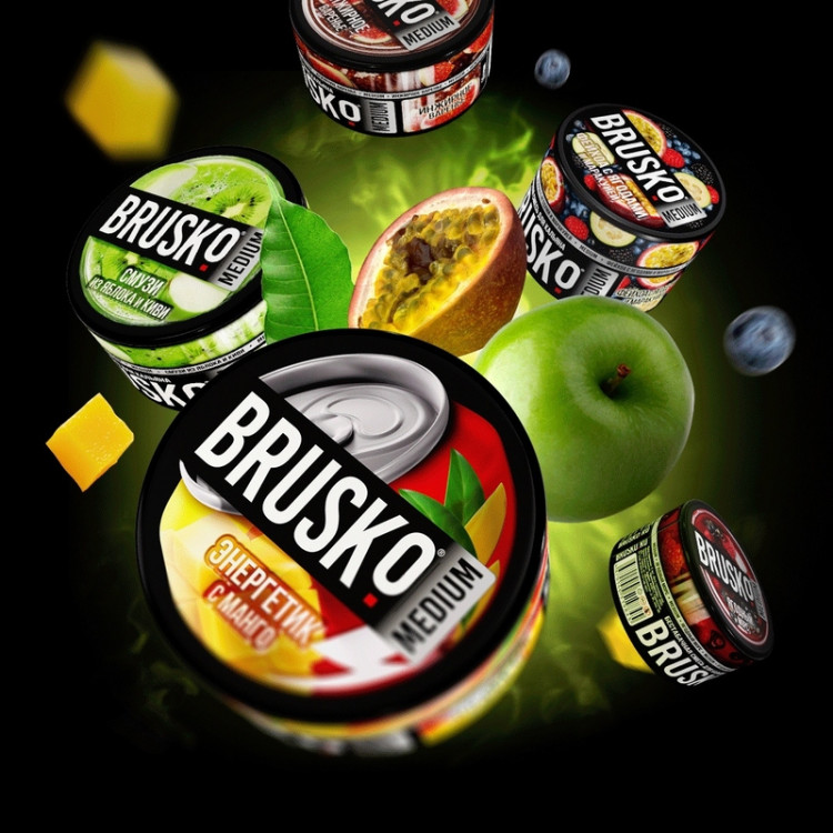 Бестабачная смесь BRUSKO Zero - Смузи из яблока и киви 250 гр