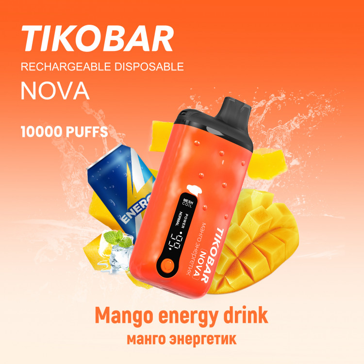 (М) Одноразовая электронная сигарета Tikobar NOVA X 10000 - Mango Energy Drink (Манго Энергетик)