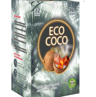 Уголь для кальяна EcoCOCO 96 шт (22 мм)