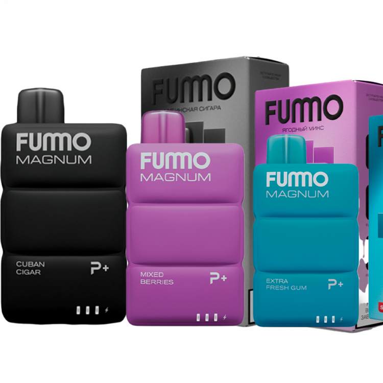 (М) Одноразовая электронная сигарета Fummo Magnum 7500 - Экстра Мятная Жвачка
