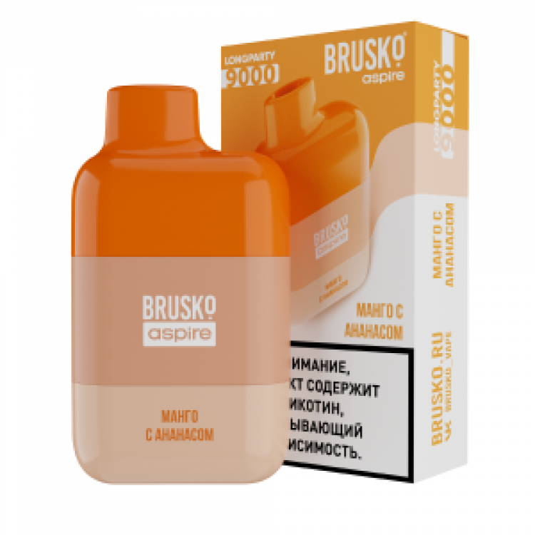 (М) Одноразовая электронная сигарета Brusko Longparty 9000 - Манго с ананасом